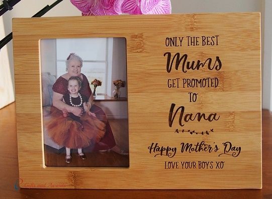 Only The Best Moms get Promoted to Grandma Engraved Natural Wood Picture Frame 4x6 Horizontal Grandparents Day First Grandchild Birthday KATE POSH Best Mom Ever 