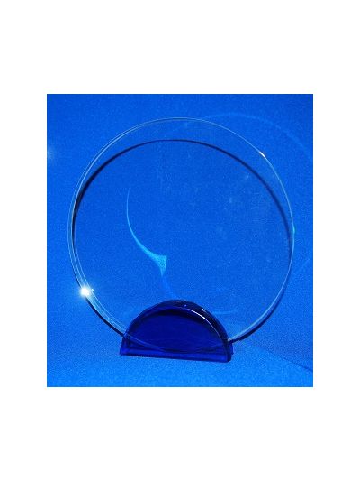 PERSONALISED GLASS ROUND AWARD ON BLUE GLASS BASE