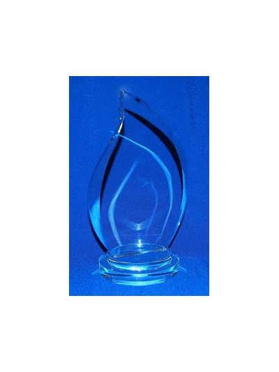 PERSONALISED GLASS ENGRAVED FLAME AWARD ON ROUND BASE