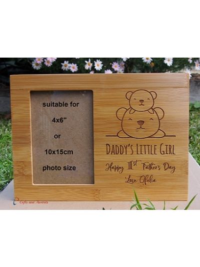 Personalised Engraved Bamboo photo frame- holds 4x6"photo- Gift for Dad-First Father's day gift- Birthday gift for him- DADDY'S LITTLE BOY - DADDY'S LITTLE GIRL
