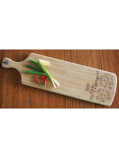 Personalised Engraved Long Paddle Bamboo Serving Board-Birthday gift-Christmas gift-Mother's day gift-Gift for her- Queen of the kitchen