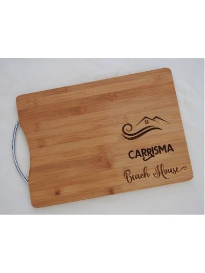 Bamboo Cutting Board With Stainless Steel Handle - 35x25x1.5cm - Personalised with your own message
