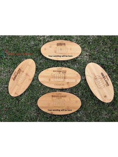 Personalised engraved bamboo serving board, AFL ball shape- Personalised Football gift - Gift for Football lover - Gift for Football fan