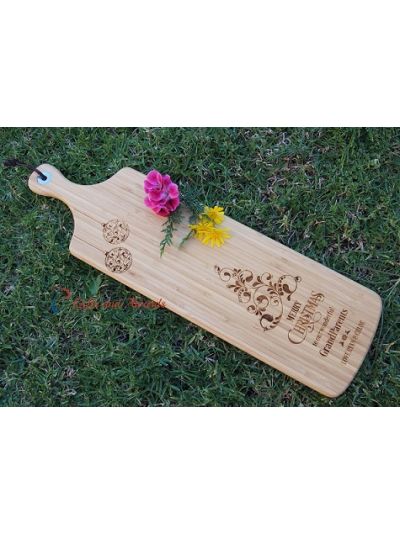 Personalised Bamboo Engraved Long Paddle Serving Board 59x17cm- Merry Christmas - Christmas gift - Gift for Christmas - Gift for your family - Gift for the grandparents
