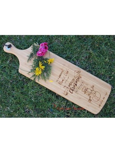 Personalised Bamboo Engraved Long Paddle Serving Board 59x17cm- Merry Christmas - Christmas gift - Gift for Christmas - Gift for your family - Gift for Mum and Dad