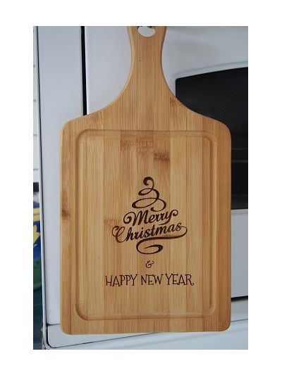 Bamboo Paddle Cutting Board - Merry Christmas and Happy New Year - Design 1