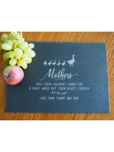 Personalised Engraved Slate rectangular plate / serving board - natural edge 35x25x0.5cm - Gifts for Mother's Day or Mum's birthday