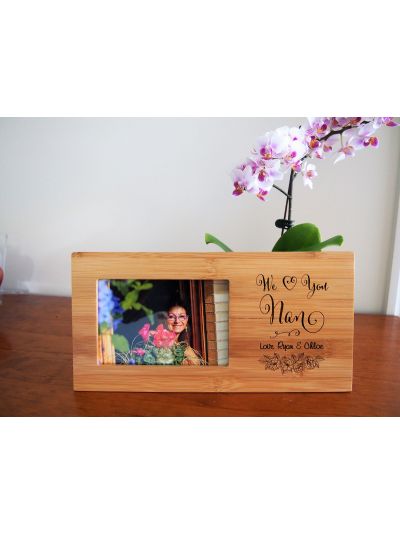 Personalised Bamboo Engraved photo frame, hold4x6"photo-Gift for Nan - Gift for her- Mothers day gift- Birthday gift- WE LOVE YOU NAN
