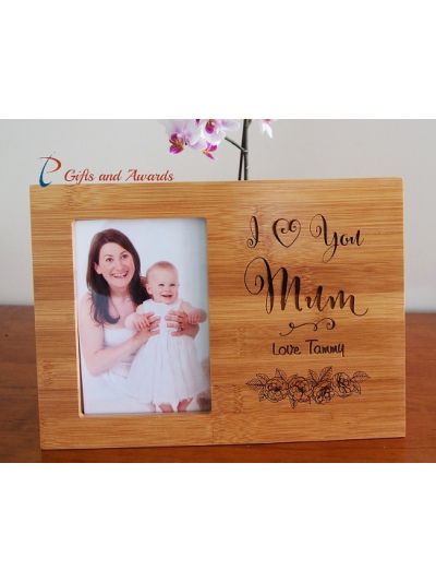 Personalised Bamboo Engraved photo frame hold 4x6"photo- Gift for Mum/Grandma- Gift for her- Mothers day gift- Birthday gift- I love you Mum