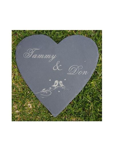 Personalised  Slate Heart Shape Plate - with 2 Names 