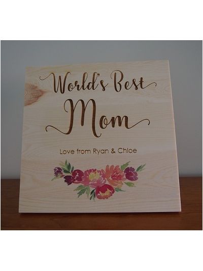 Personalised Solid Pine Wooden Decoration - World's Best Mom